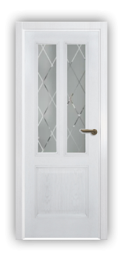 Дверь Velmi 08-709, цвет патина белая с серебром, остекленная - фото 1