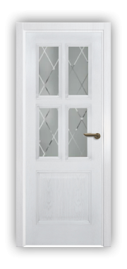 Дверь Velmi 07-709, цвет патина белая с серебром, остекленная - фото 1