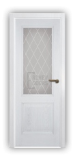 Door Velmi 01-709, color White patina with silver, glassed-in