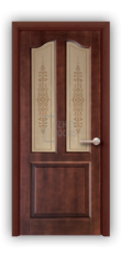 Дверь из массива сосны ECO 4324, покрытие - темно-коричневый лак, остекленная