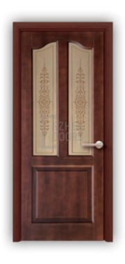 Дверь из массива сосны ECO 4324, покрытие - темно-коричневый лак, остекленная - фото 1