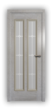 Дверь Velmi 05-701, цвет патина белая с золотом, остекленная - фото 1