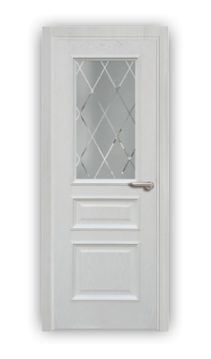 Дверь Velmi 02-801, цвет белый ясень, остекленная