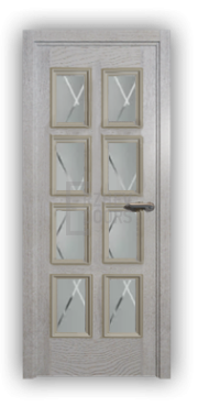Дверь Velmi 10-701, цвет патина белая с золотом, остекленная - фото 1