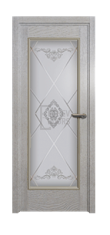 Дверь Velmi 04-701, цвет патина белая с золотом, остекленная