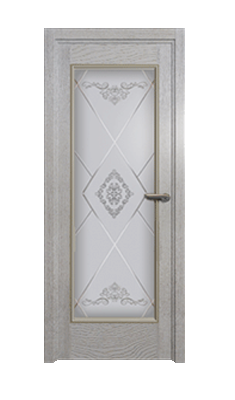 Дверь Velmi 04-701, цвет патина белая с золотом, остекленная