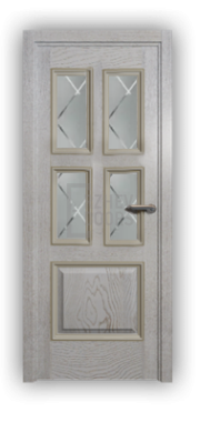 Дверь Velmi 07-701, цвет патина белая с золотом, остекленная - фото 1
