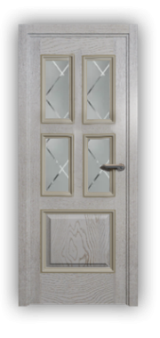 Дверь Velmi 07-701, цвет патина белая с золотом, остекленная - фото 1