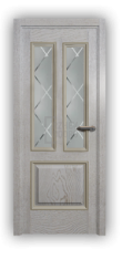 Дверь Velmi 08-701, цвет патина белая с золотом, остекленная
