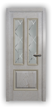 Дверь Velmi 08-701, цвет патина белая с золотом, остекленная - фото 1