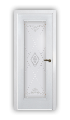Дверь Velmi 04-709, цвет патина белая с серебром, остекленная
