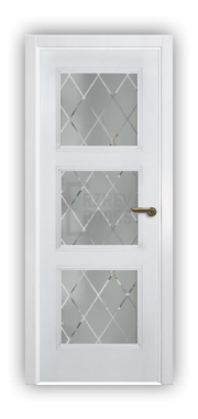 Дверь Velmi 06-709, цвет патина белая с серебром, остекленная - фото 1